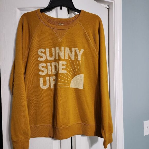 One-of-a-Kind Graphic Sonoma Mustard Yellow Sweatshirt “Sunny Side Up” - Picture 2 of 6